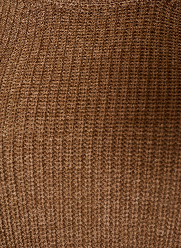 Knitted blouse with ribbed texture and button details, Brown, Packshot image number 2
