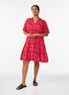 Short A-line dress in cotton muslin, Red, Model image number 1