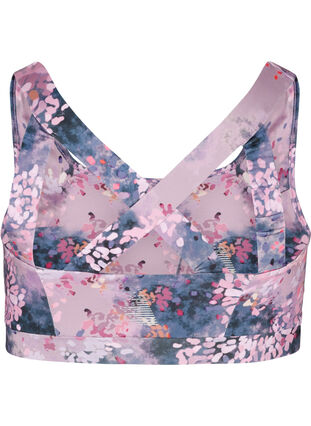 Printed sports top with cross back, Soft Blossom, Packshot image number 1