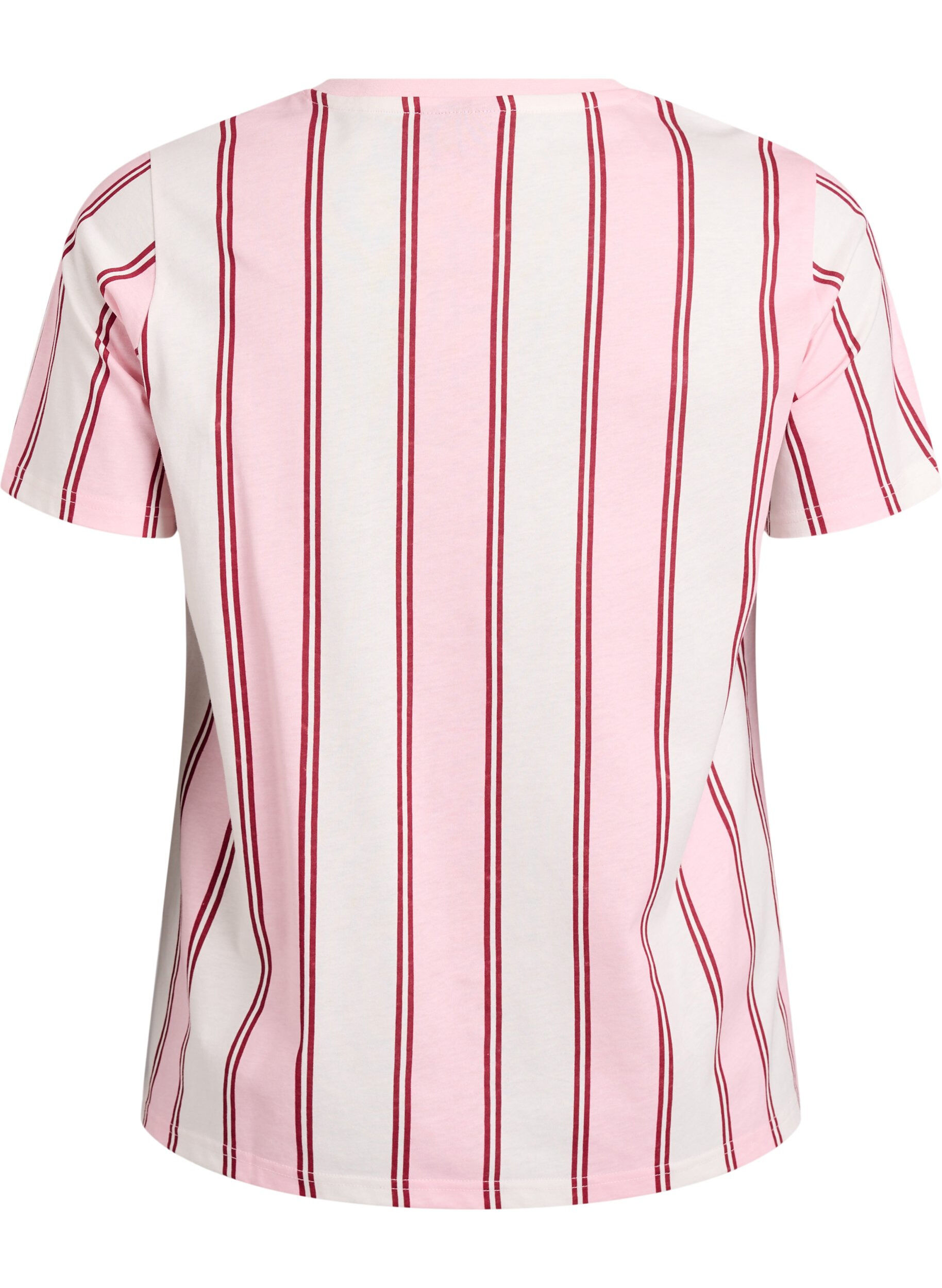 Zizzifashion T-shirt with stripes and text print, Rose, Packshot image number 1