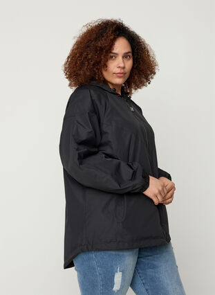 Short jacket with a zip and hood, Black, Model image number 0
