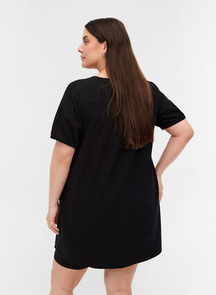 Short-sleeved tunic in cotton, Black, Model image number 1