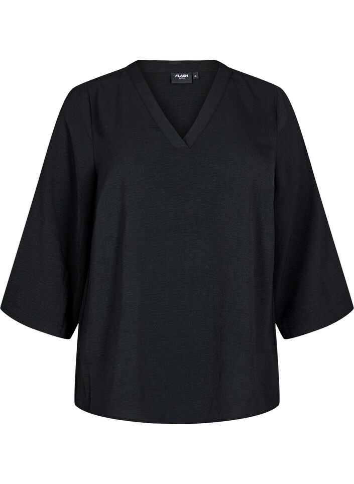 FLASH - Blouse with 3/4 sleeves, Black, Packshot image number 0