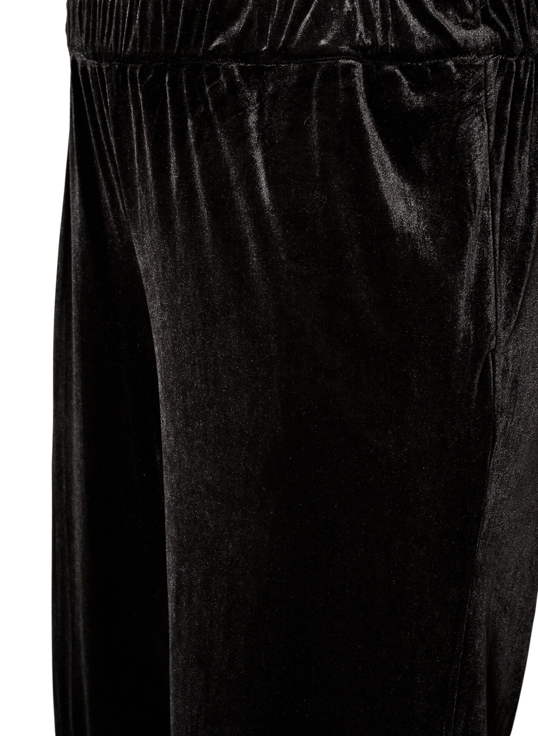 ZizzifashionVelvet trousers with lace trim and wide legs, Black, Packshot image number 2