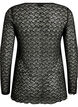 Sheer lace blouse with long sleeves, Black, Packshot image number 1