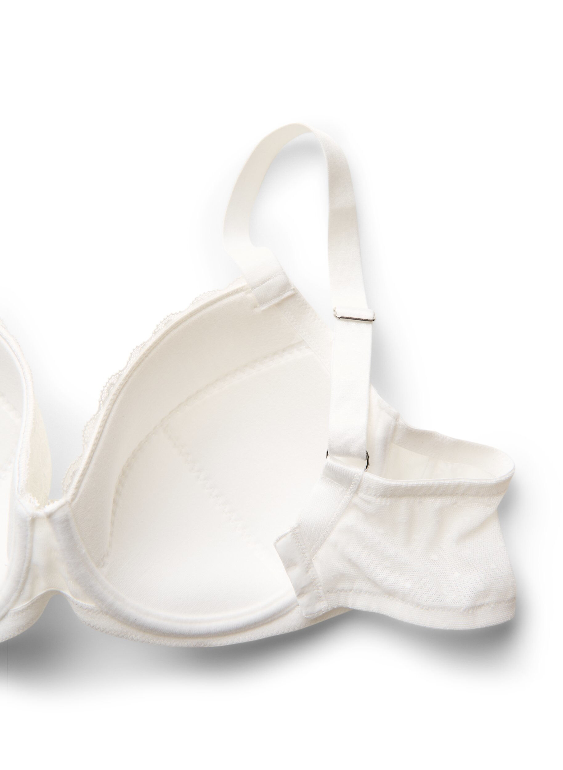 Zizzifashion Padded lace bra with mesh details, White, Packshot image number 3