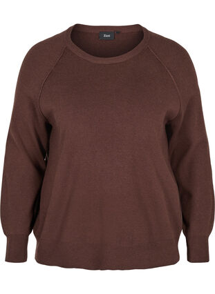 Knitted blouse with rounded neckline, Coffee Bean, Packshot image number 0
