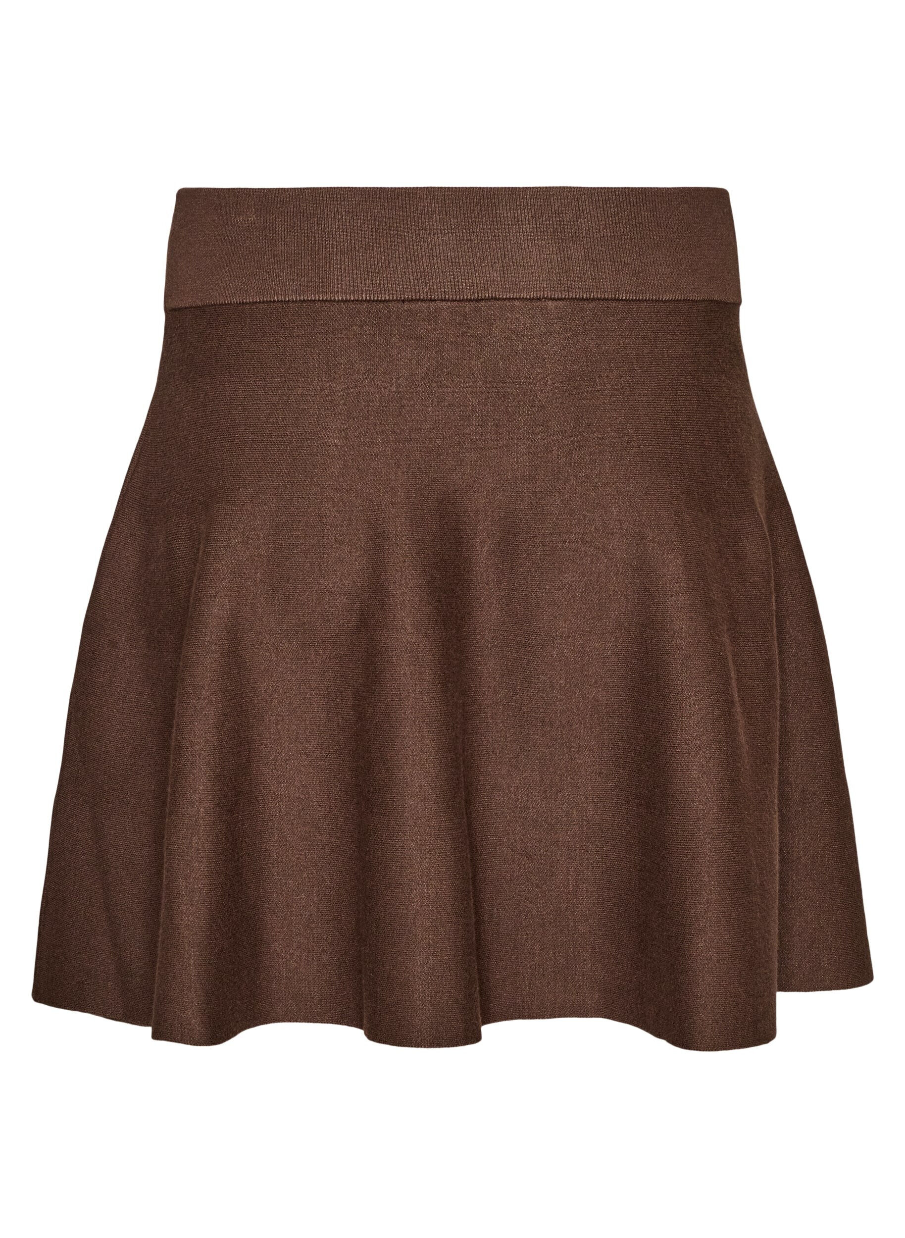 ZizzifashionShort knitted A-line skirt, Brown, Packshot image number 1