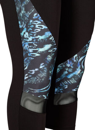 Sports capri trousers with print and mesh, Flexi Blue, Packshot image number 3