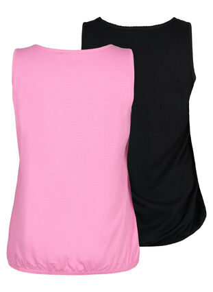 2-pack cotton top with lace trim, Rosebloom / Black, Packshot image number 1