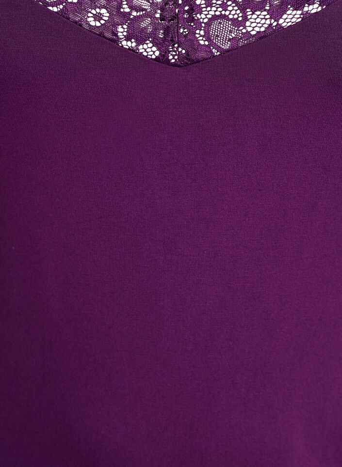 Viscose top with lace edge, Purple, Packshot image number 2