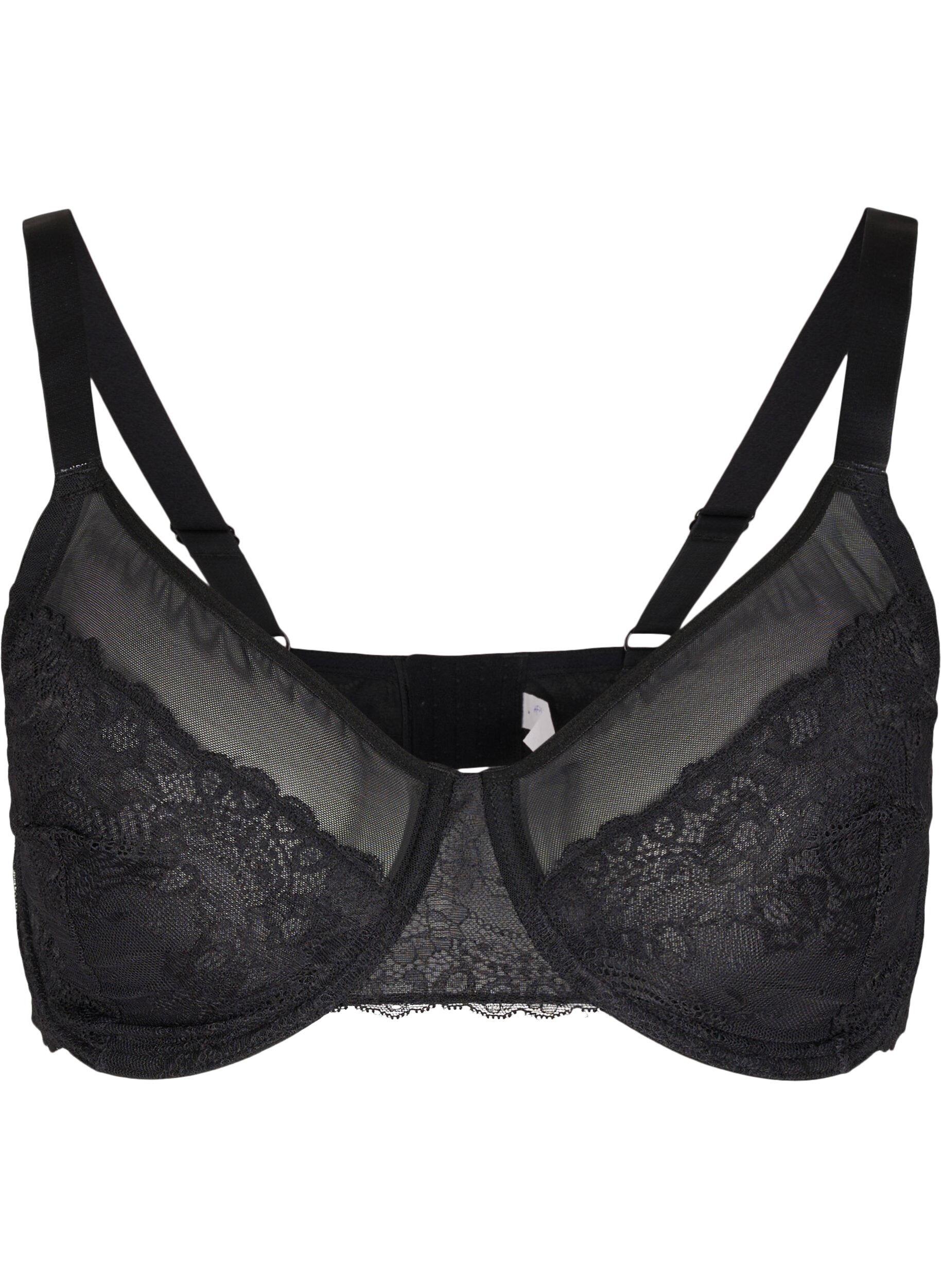 Zizzifashion Lace bra with mesh, Black, Packshot image number 0