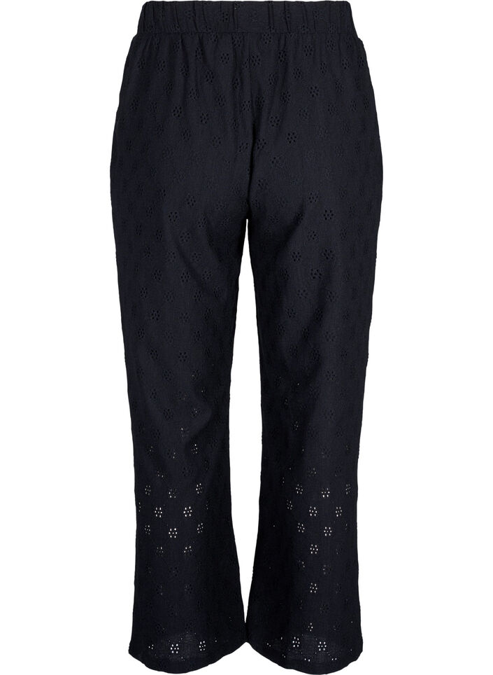 Loose trousers with hole pattern, Black, Packshot image number 1