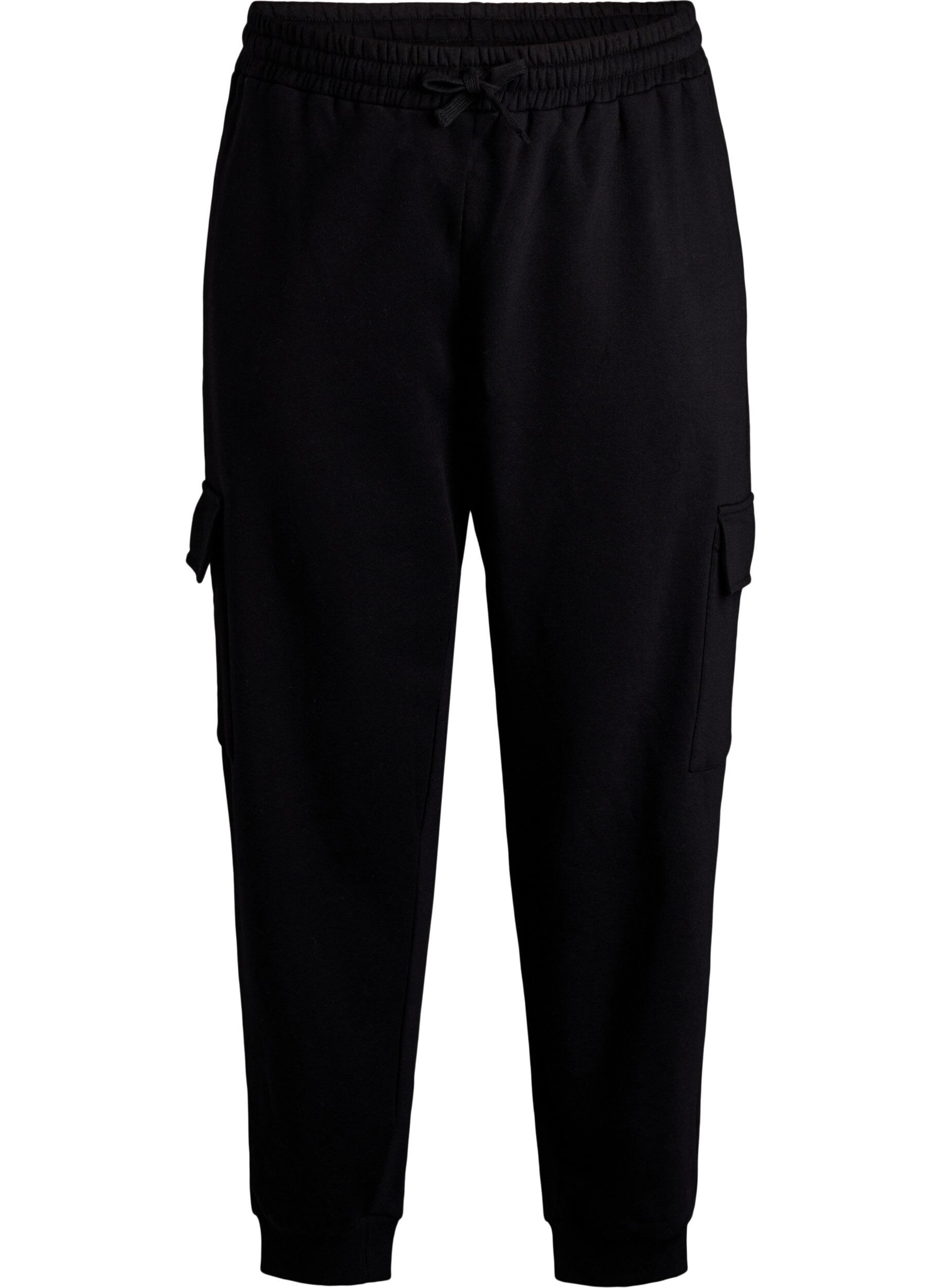Zizzifashion Cargo pants in soft sweat material, Black, Packshot image number 0