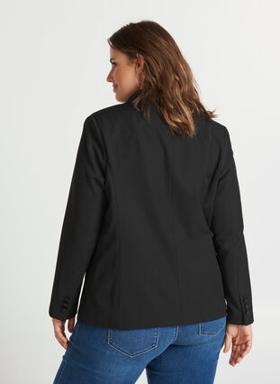 Classic blazer with shoulder pads, Black, Model image number 0