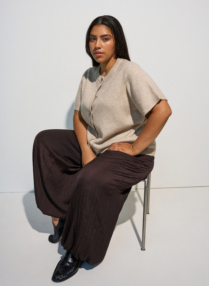 Knit cardigan with short sleeves, Beige, Image image number 0