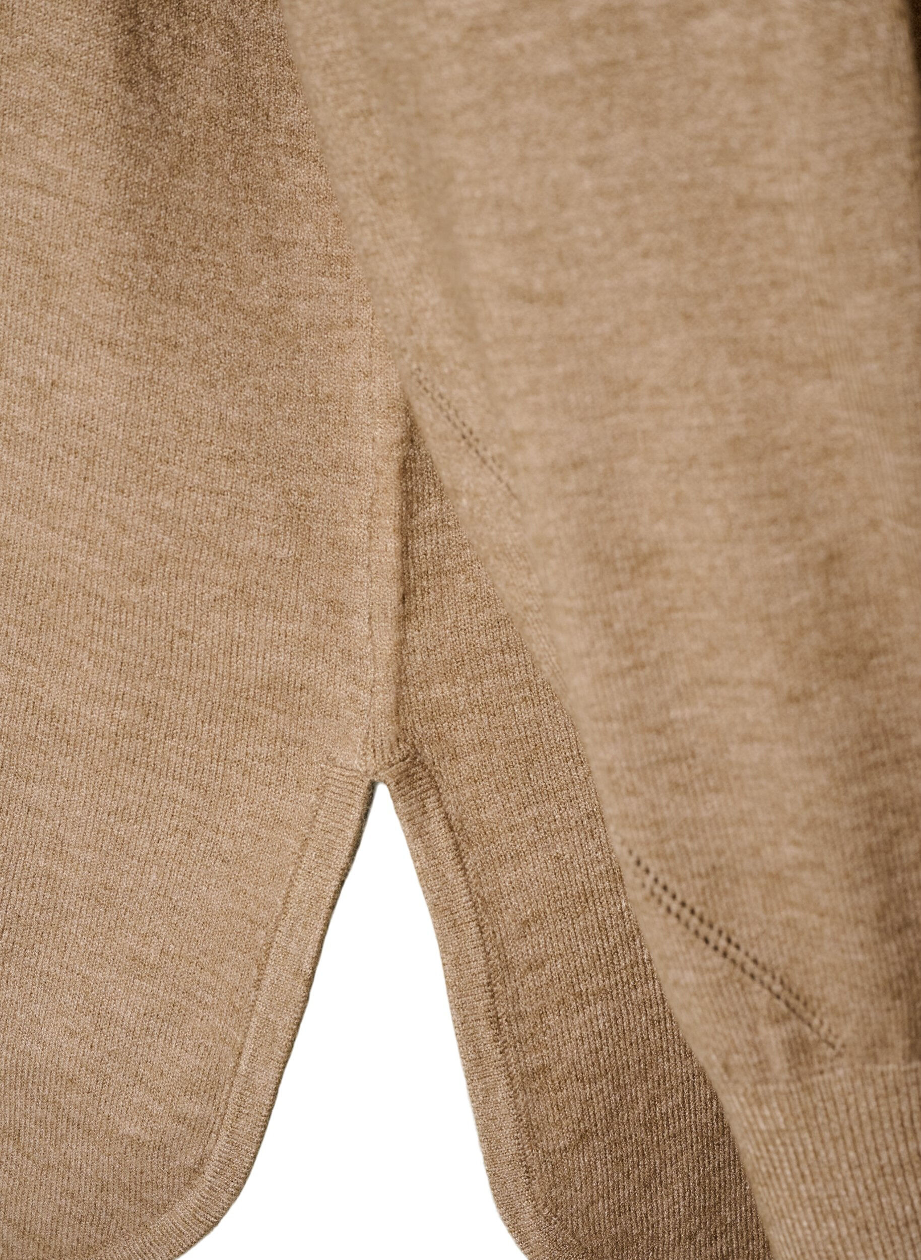 ZizzifashionKnitted blouse with round neck and knitted pattern, Beige, Packshot image number 3