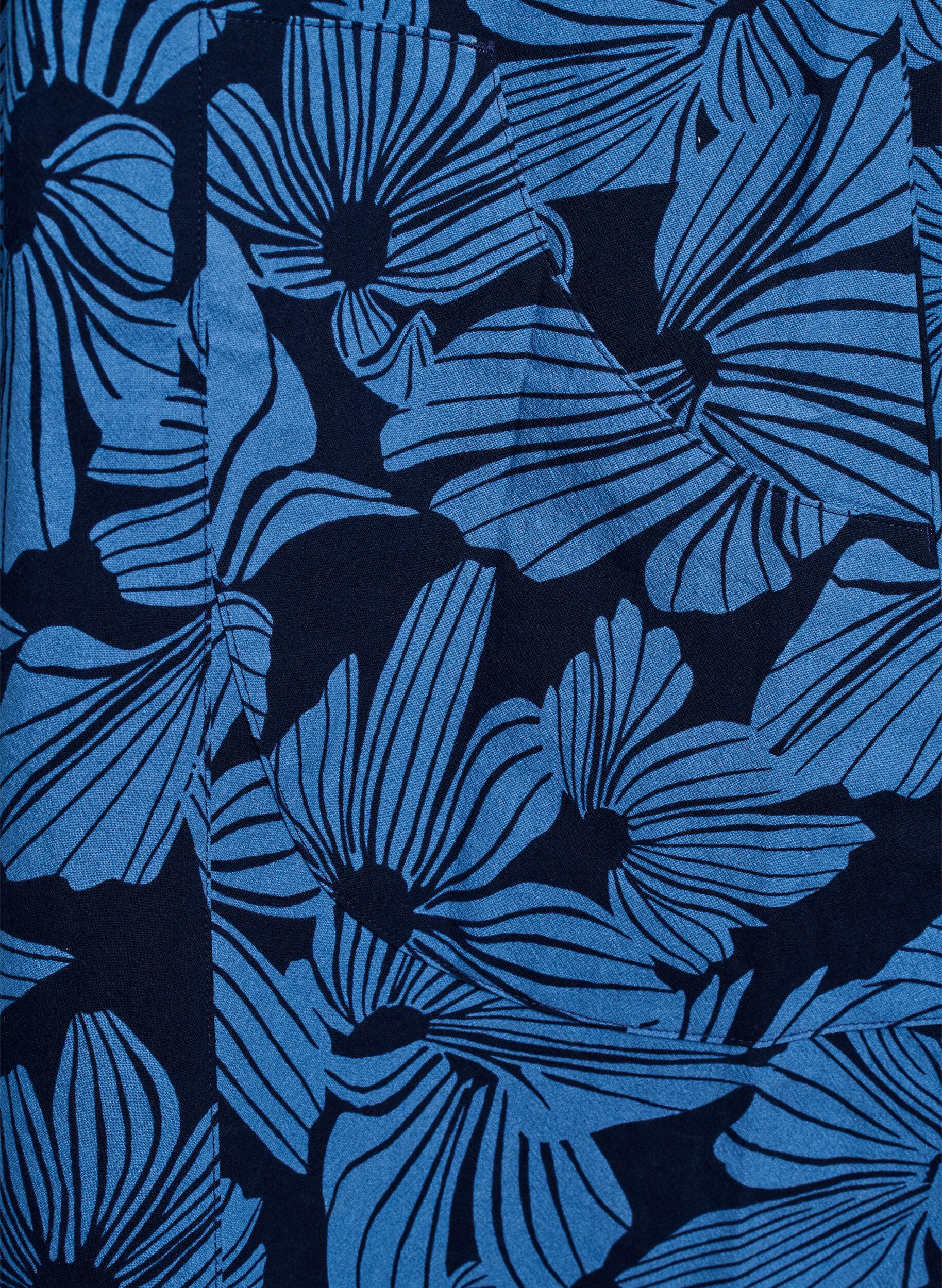 ZizzifashionShort a-line dress with floral print, Blue, Packshot image number 3