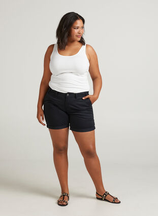 Regular fit cotton shorts, Black, Model image number 0