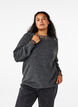 Melange sweater with round neck, Dark Grey Black Mel., Model image number 0
