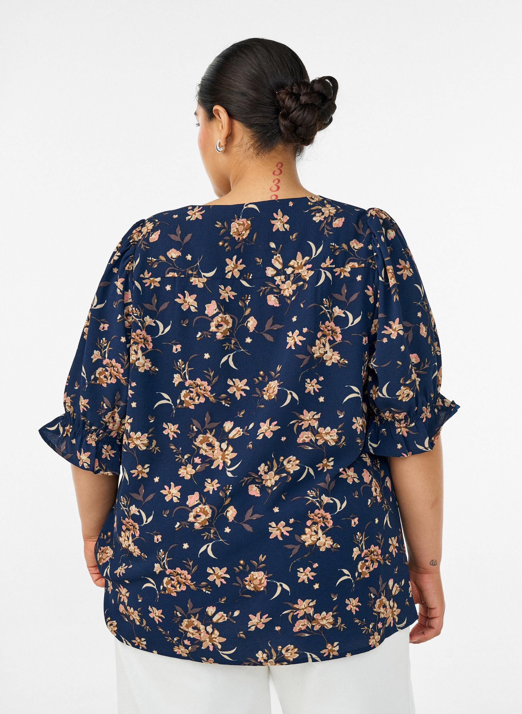 Zizzifashion Shirt blouse with 1/2 sleeves, Blue, Model image number 2