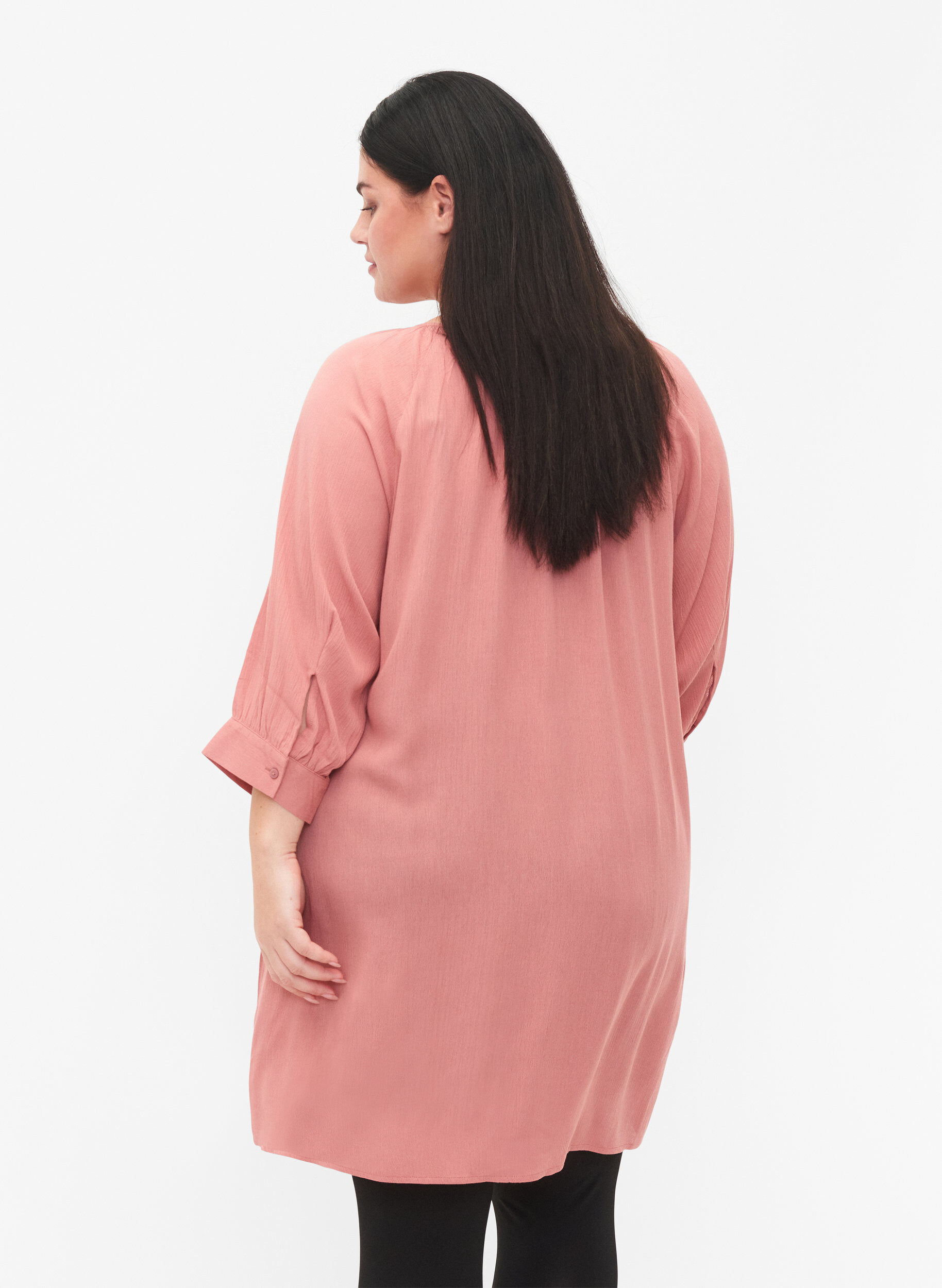 Zizzifashion Viscose tunic with 3/4 sleeves, Rose, Model image number 2
