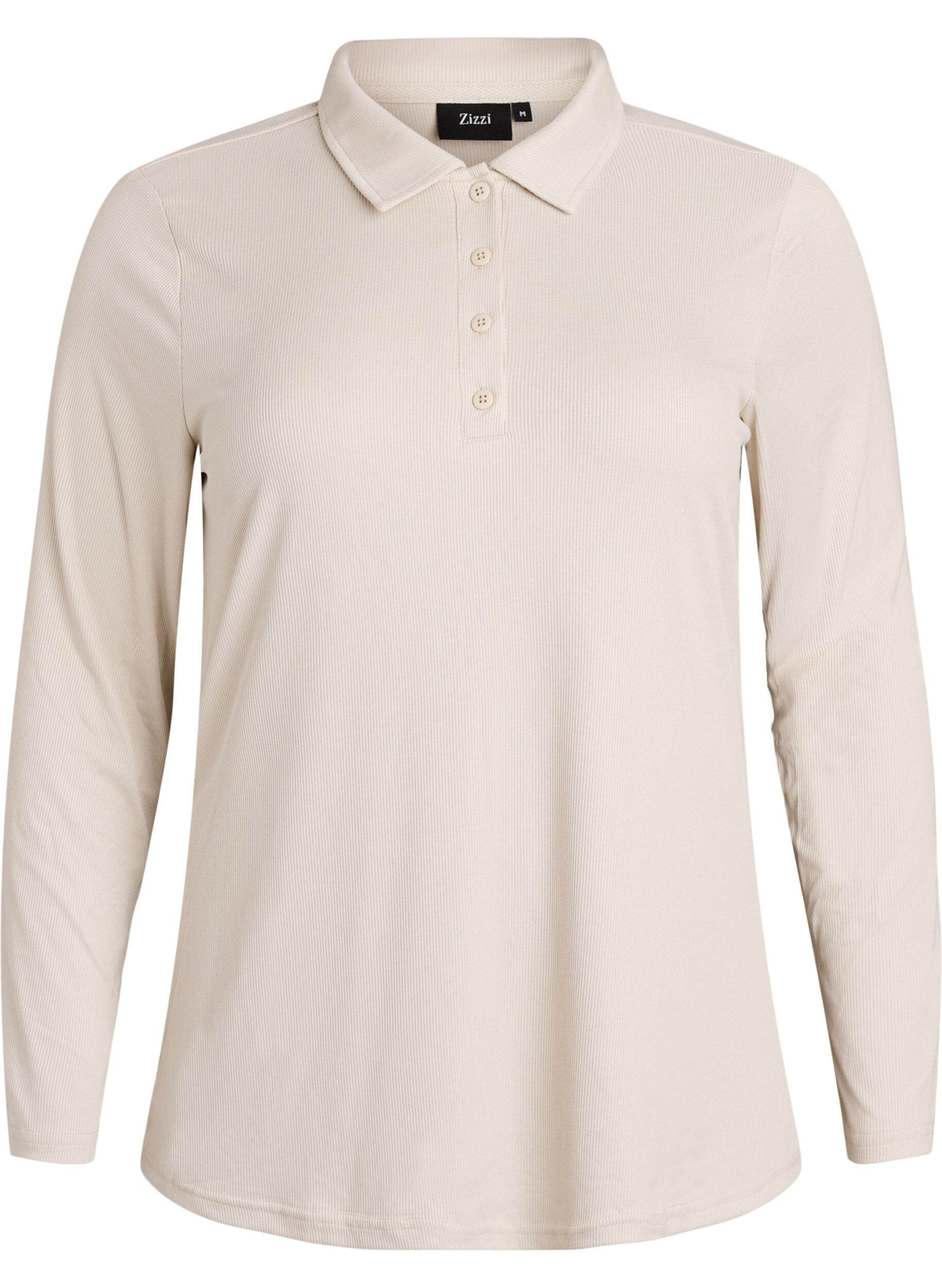 Polo shirt in soft rib with long sleeves