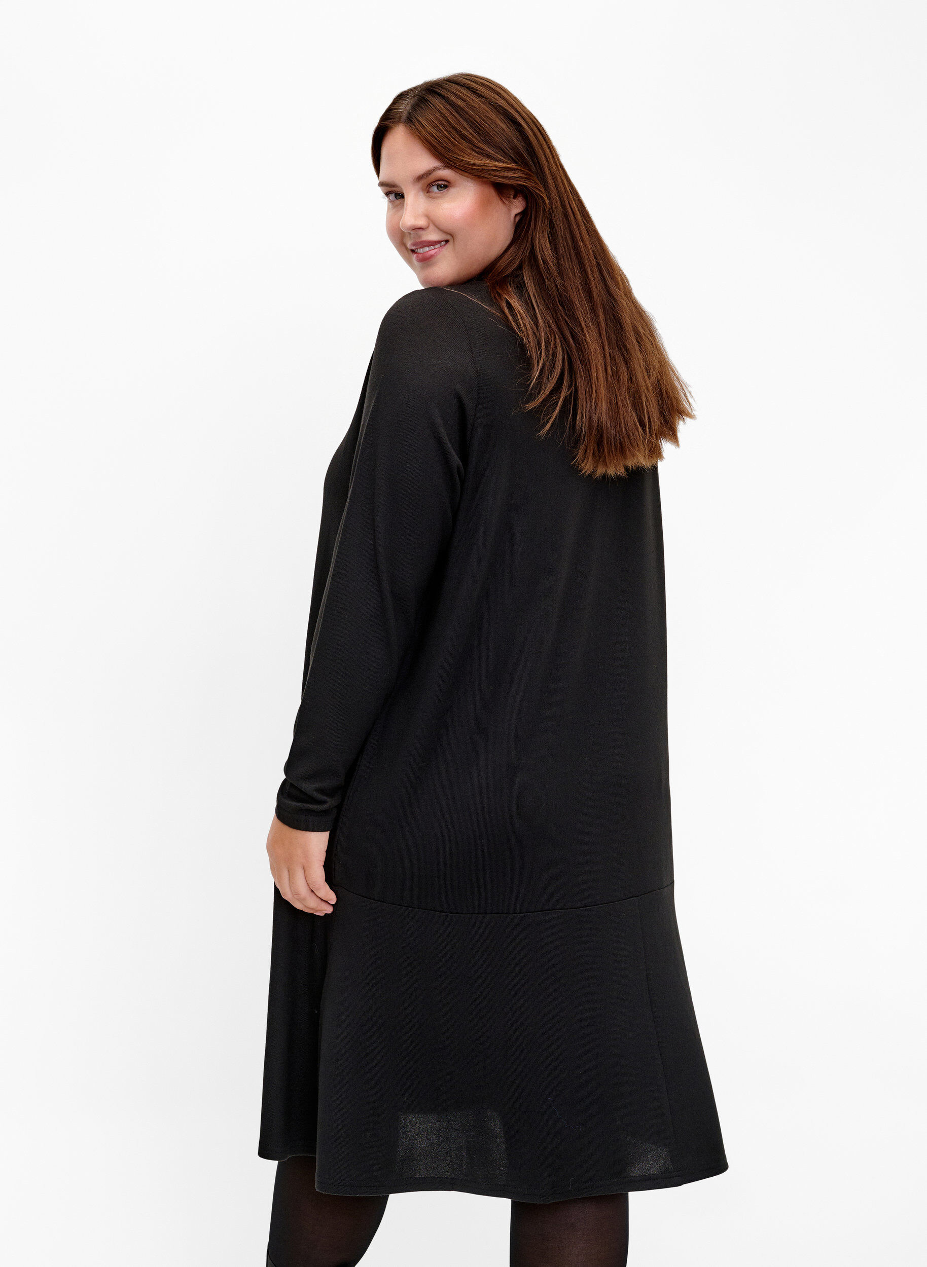 Zizzifashion Jersey dress with high neck and pockets, Black, Model image number 2