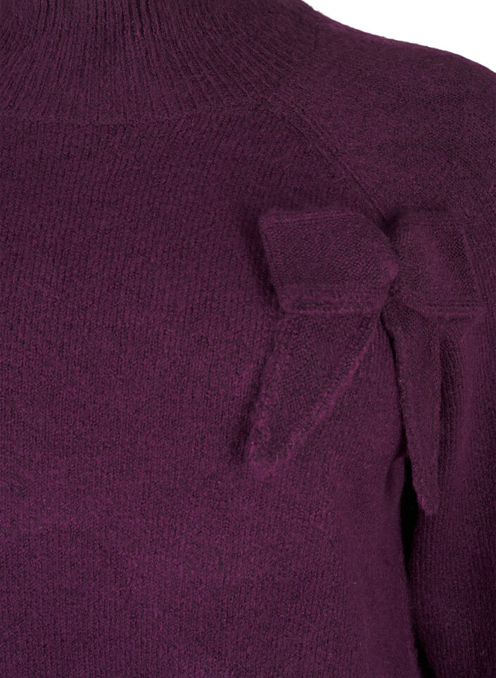 Knitted blouse with bow detail, Potent P. Black Mel., Packshot image number 2