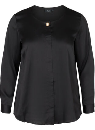 Round neck blouse, Black, Packshot image number 0