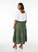Long cotton muslin skirt with embroidered details, Thyme, Model image number 1