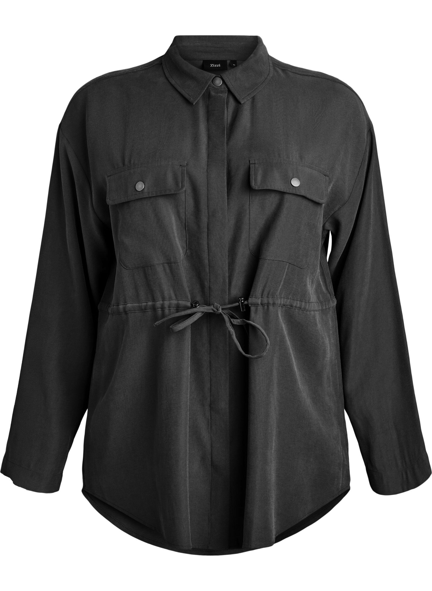 Tunic with chest pockets and adjustable waist