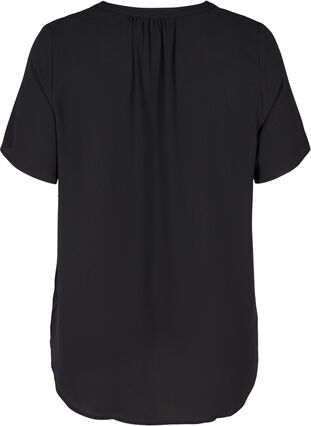 Printed blouse with short sleeves, Black, Packshot image number 1