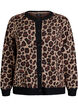 Cardigan with leopard pattern and contrast trim, Black, Packshot image number 0
