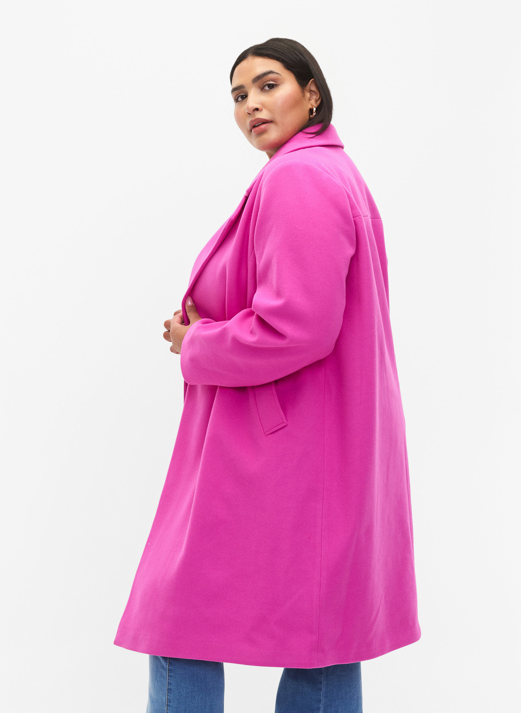 Zizzifashion Coat with double-breasted button closure, Purple Orchid, Model image number 2
