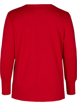 Long-sleeved blouse with button details, Tango Red, Packshot image number 1