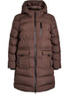 Puffer coat with hood and pockets, Brown, Packshot image number 0