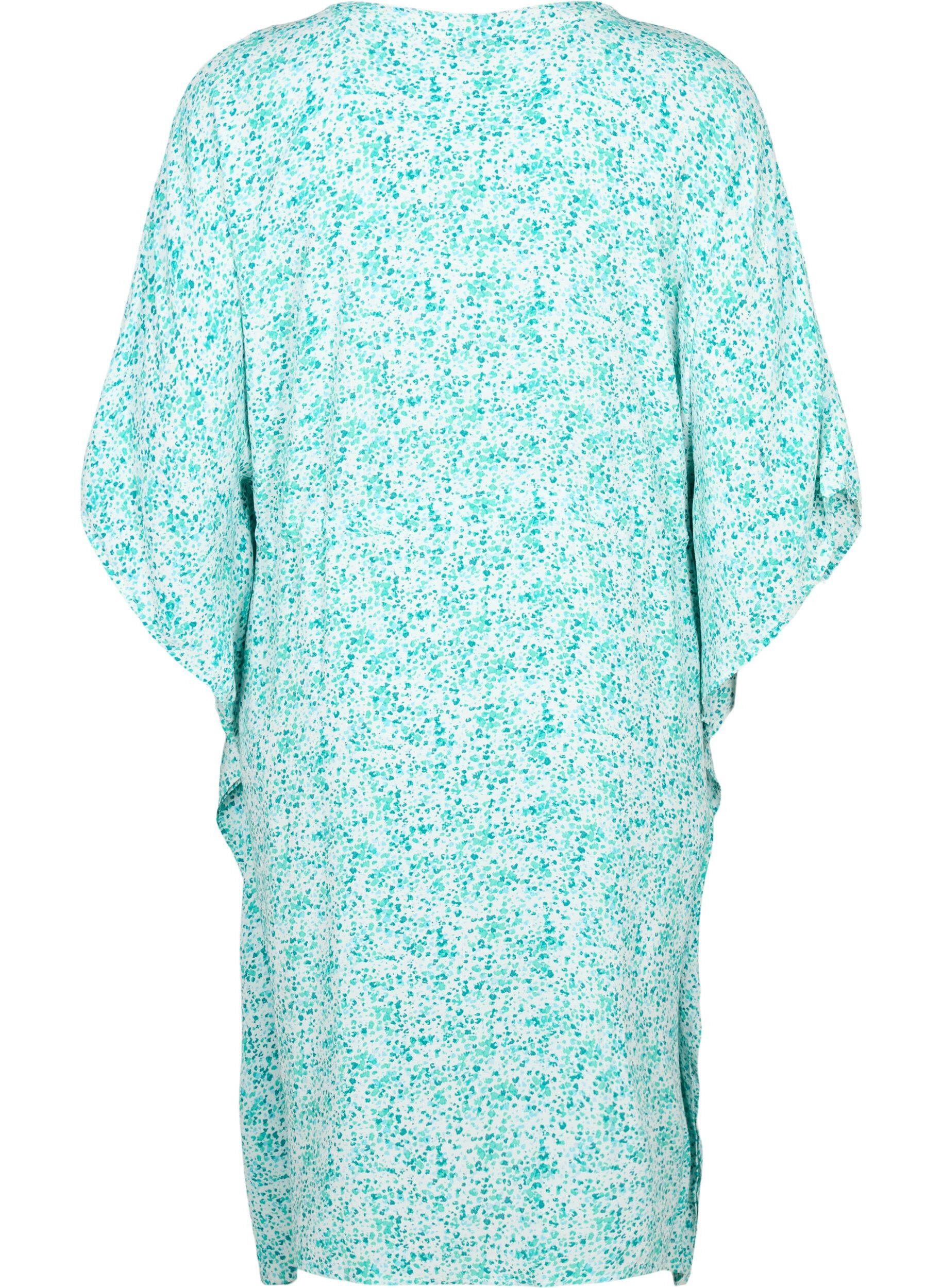Zizzifashion Viscose caftan dress with print, Green Dot, Packshot image number 1