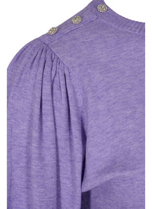 Knitted ribbed sweater with balloon sleeves, Paisley Purple Mel, Packshot image number 3
