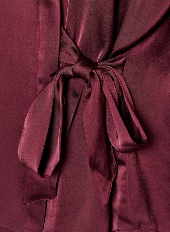 Shirt with a satin look and wrap effect, Red, Packshot image number 3