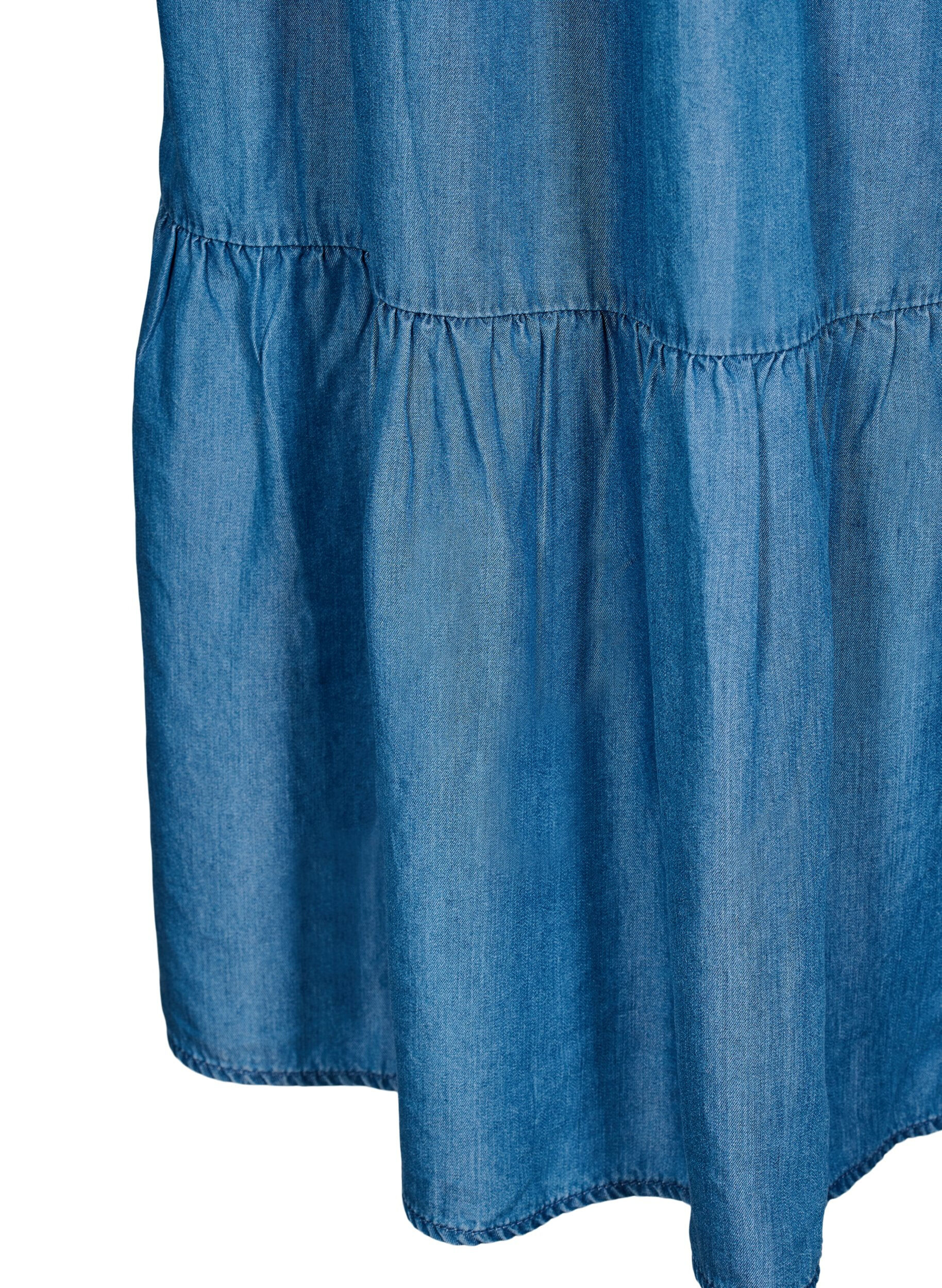 Zizzifashion Denim maxi skirt with ruffles, Blue, Packshot image number 3