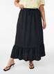 Long skirt with tie belt and ruffle hem, Black, Model image number 2
