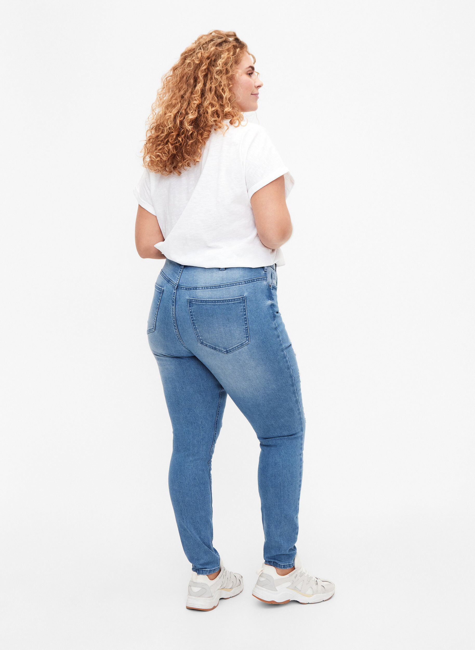 Zizzifashion Amy jeans with super slim fit and ripped details, Blue, Model image number 1
