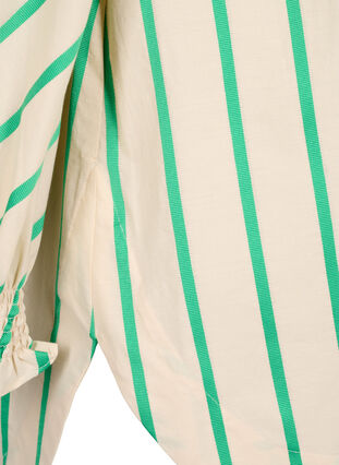 Striped tunic in cotton with smock and ruffles, Beige Green Stripe, Packshot image number 3