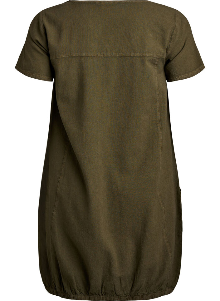 Short-sleeved cotton dress, Green, Packshot image number 1