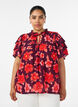 Floral viscose blouse with ruffle sleeves, Purple, Model image number 0