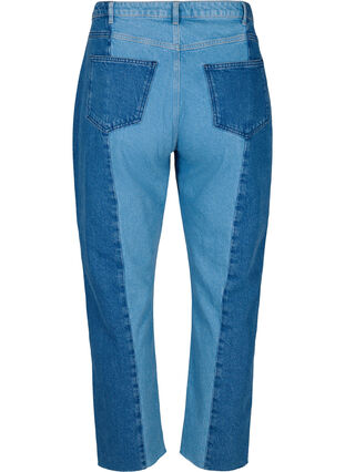 Cropped Vera jeans with colorblock, Blue denim, Packshot image number 1