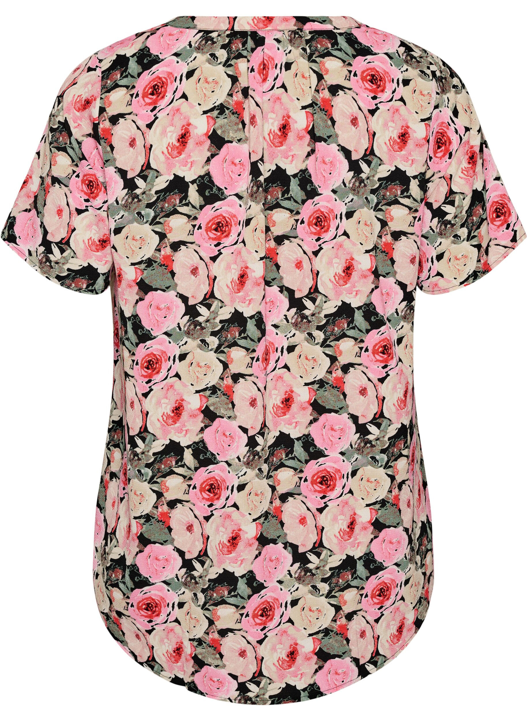 Zizzifashion Blouse with short sleeves and v-neck, Rose, Packshot image number 1