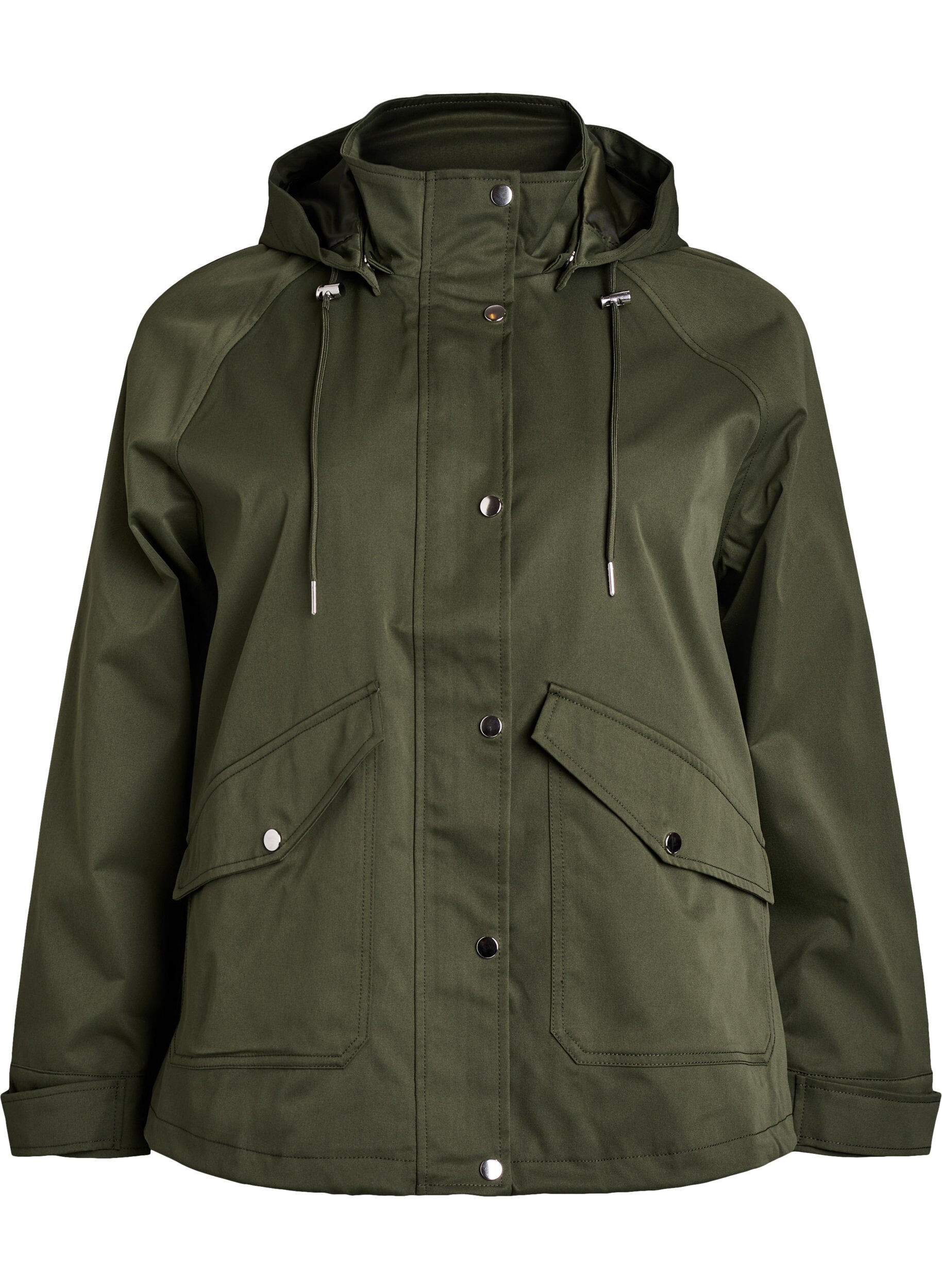 Short spring jacket with a detachable hood