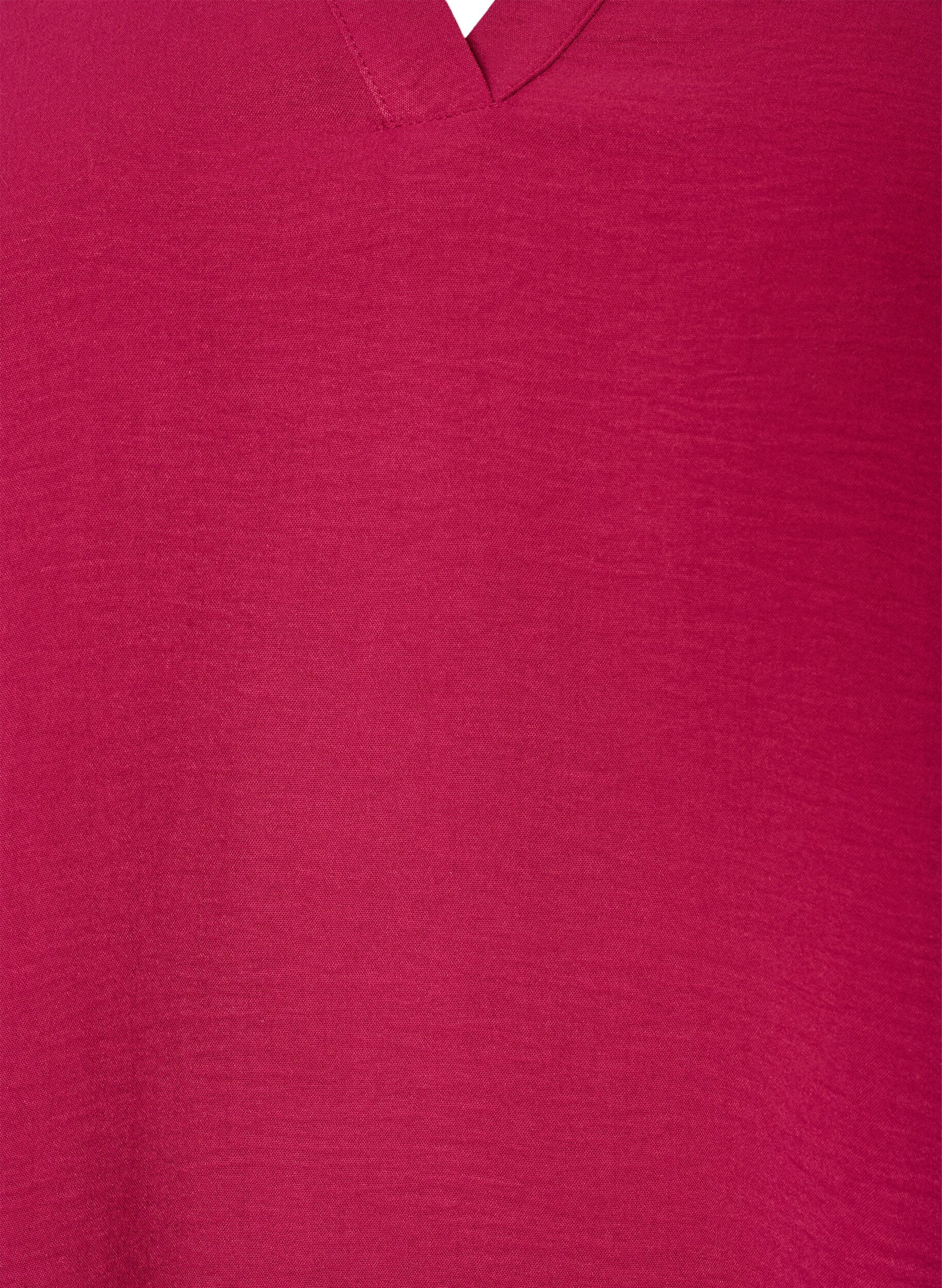 ZizzifashionBlouse with smock cuffs and V-neck, Red, Packshot image number 2